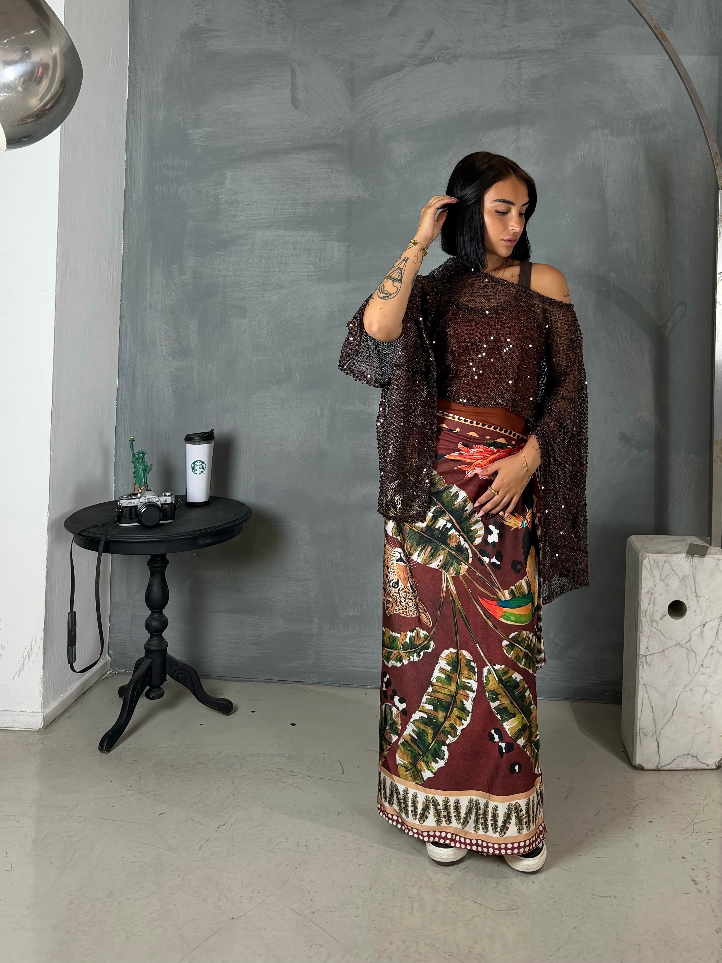 Maglia paillettes ORIA Zbrown
