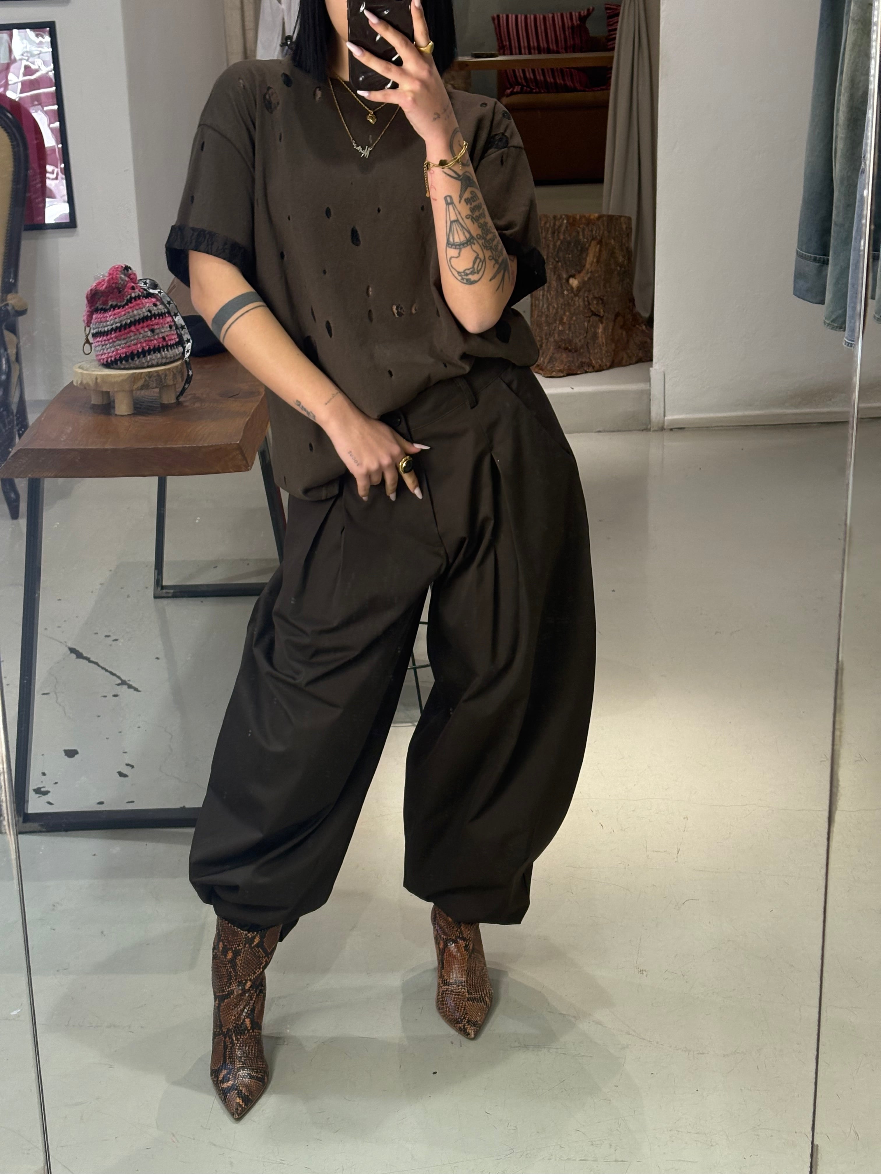 T shirt MIX mezza manica brown