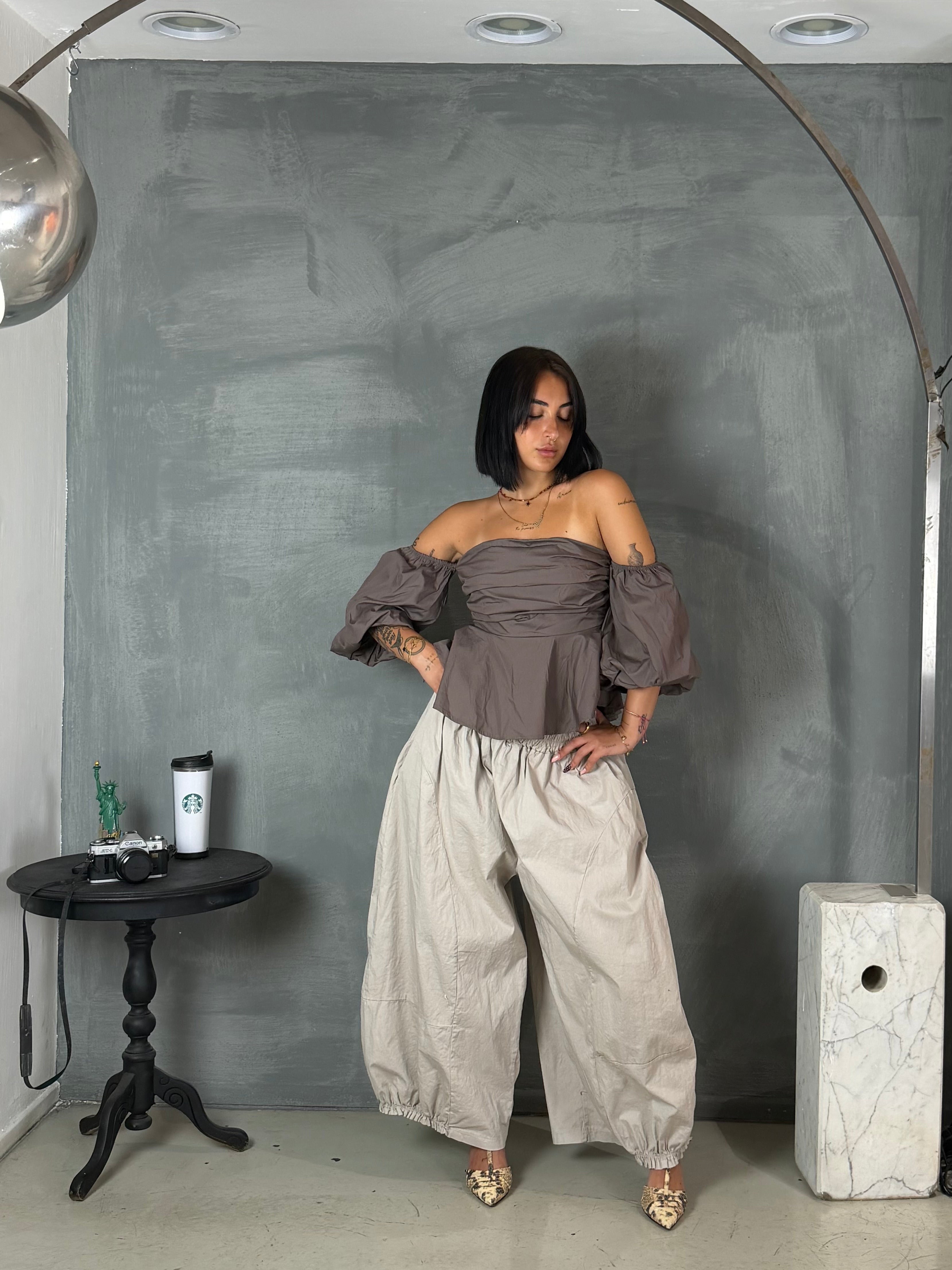 Top cotone ELCHE taupe