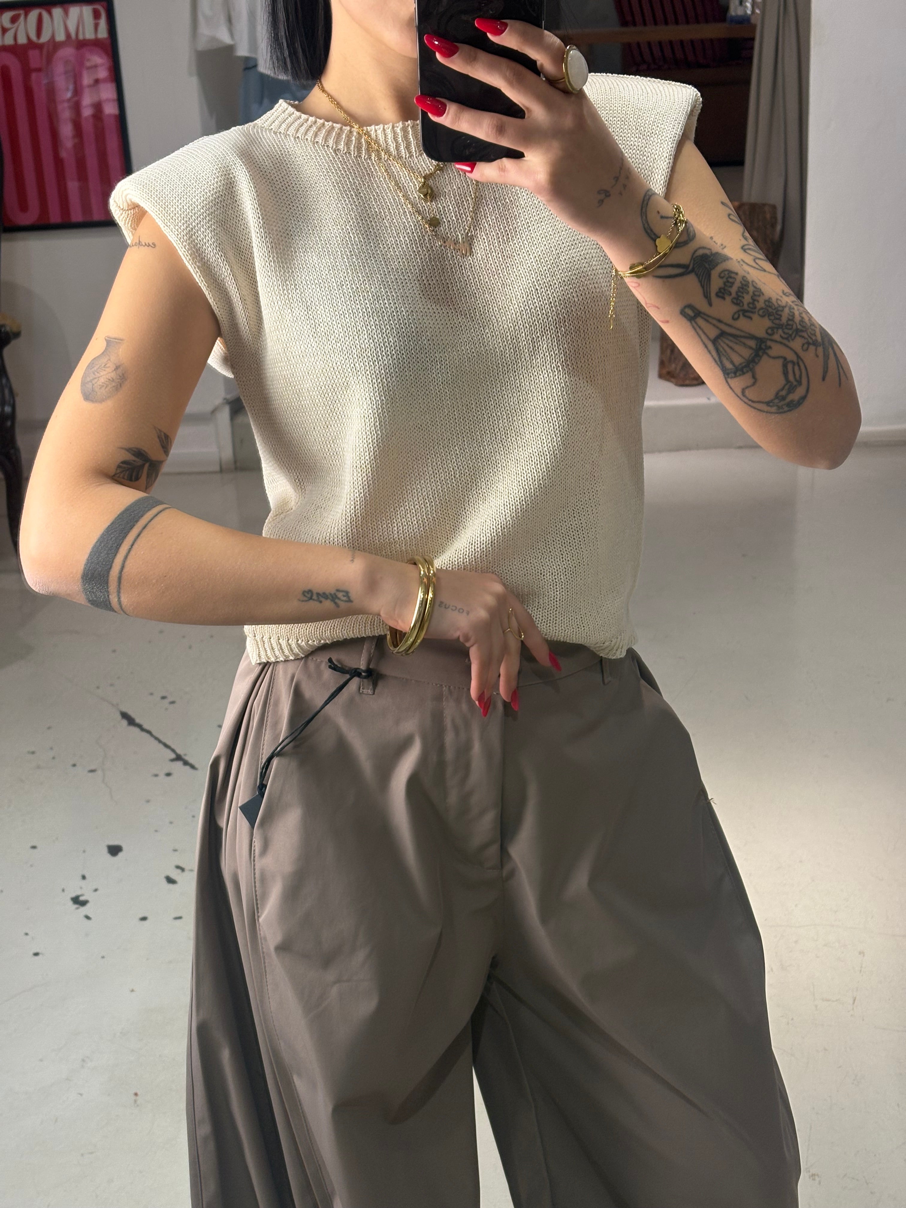 Gilet con spalline FAW crema