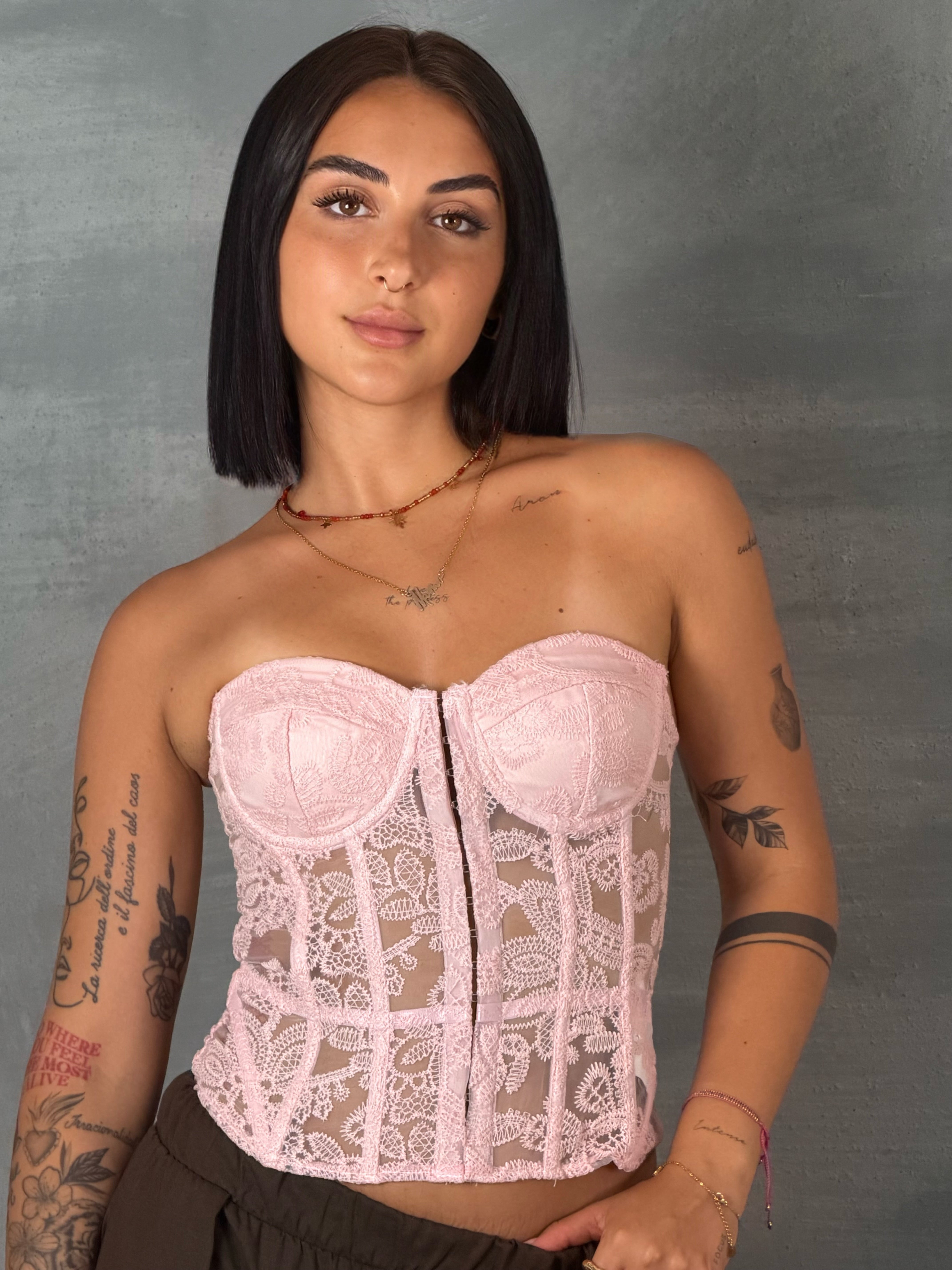 Bustier macrame RUBIO pink