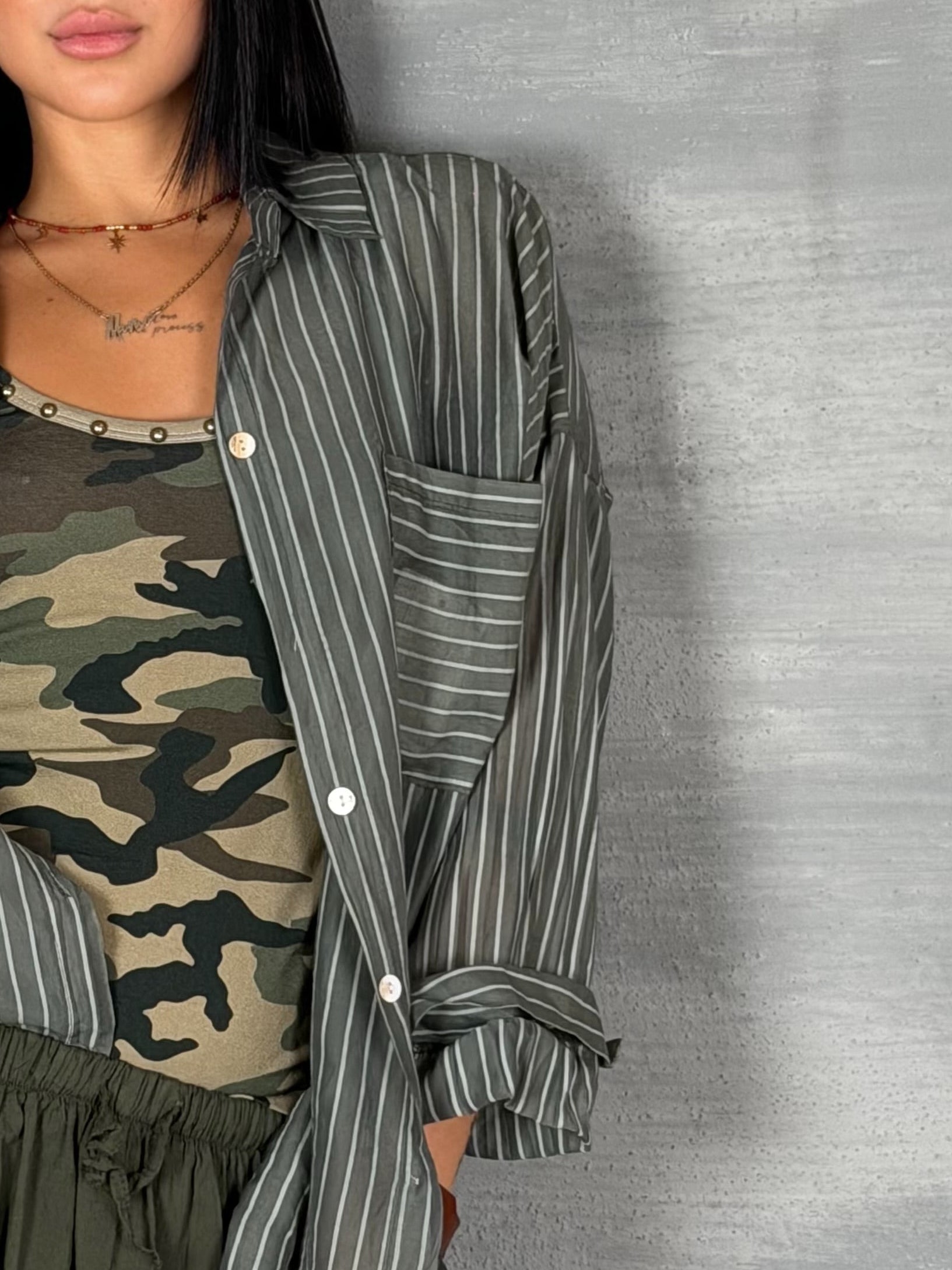 Camicia righe  PALE  army