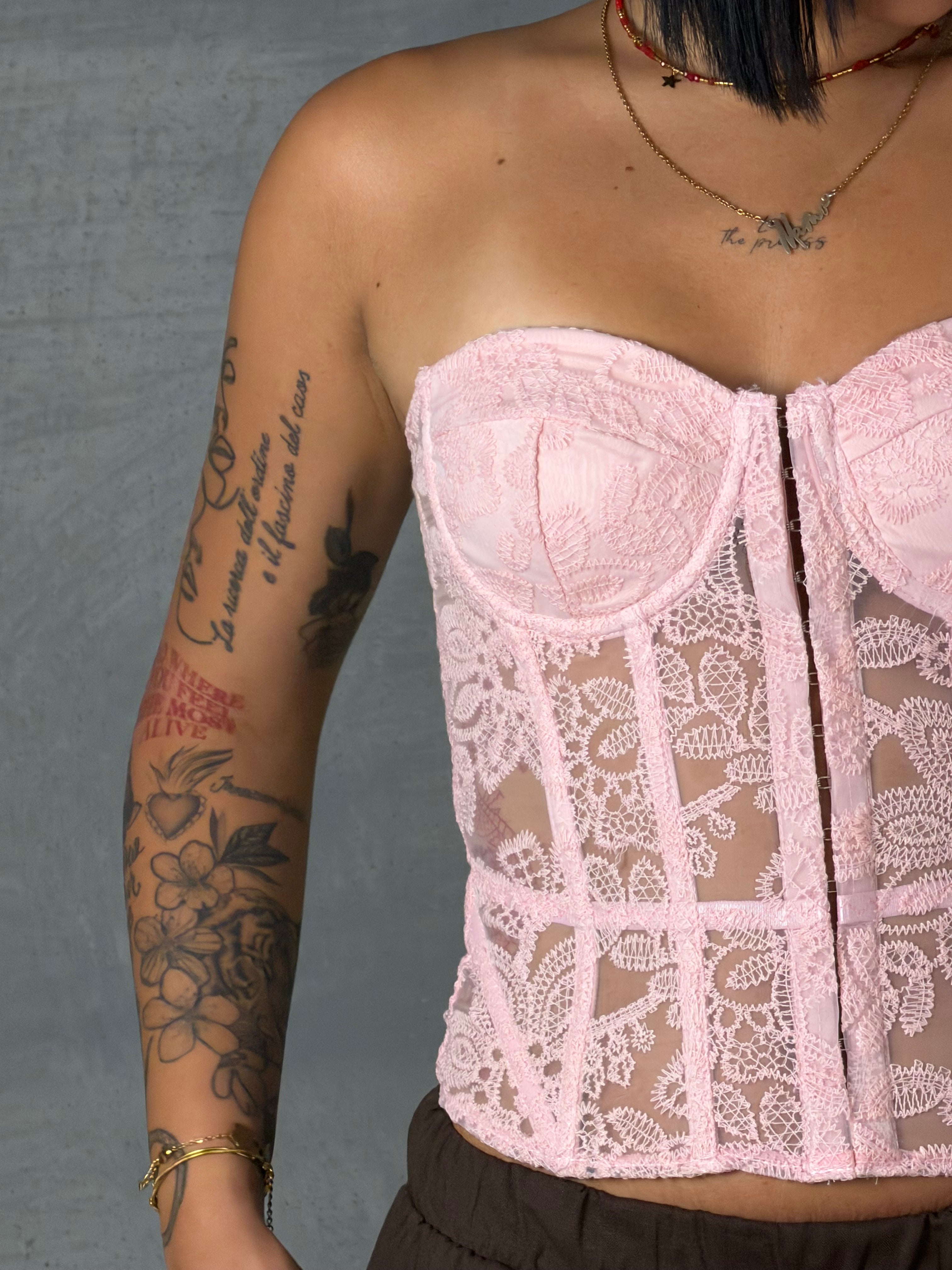 Bustier macrame RUBIO pink