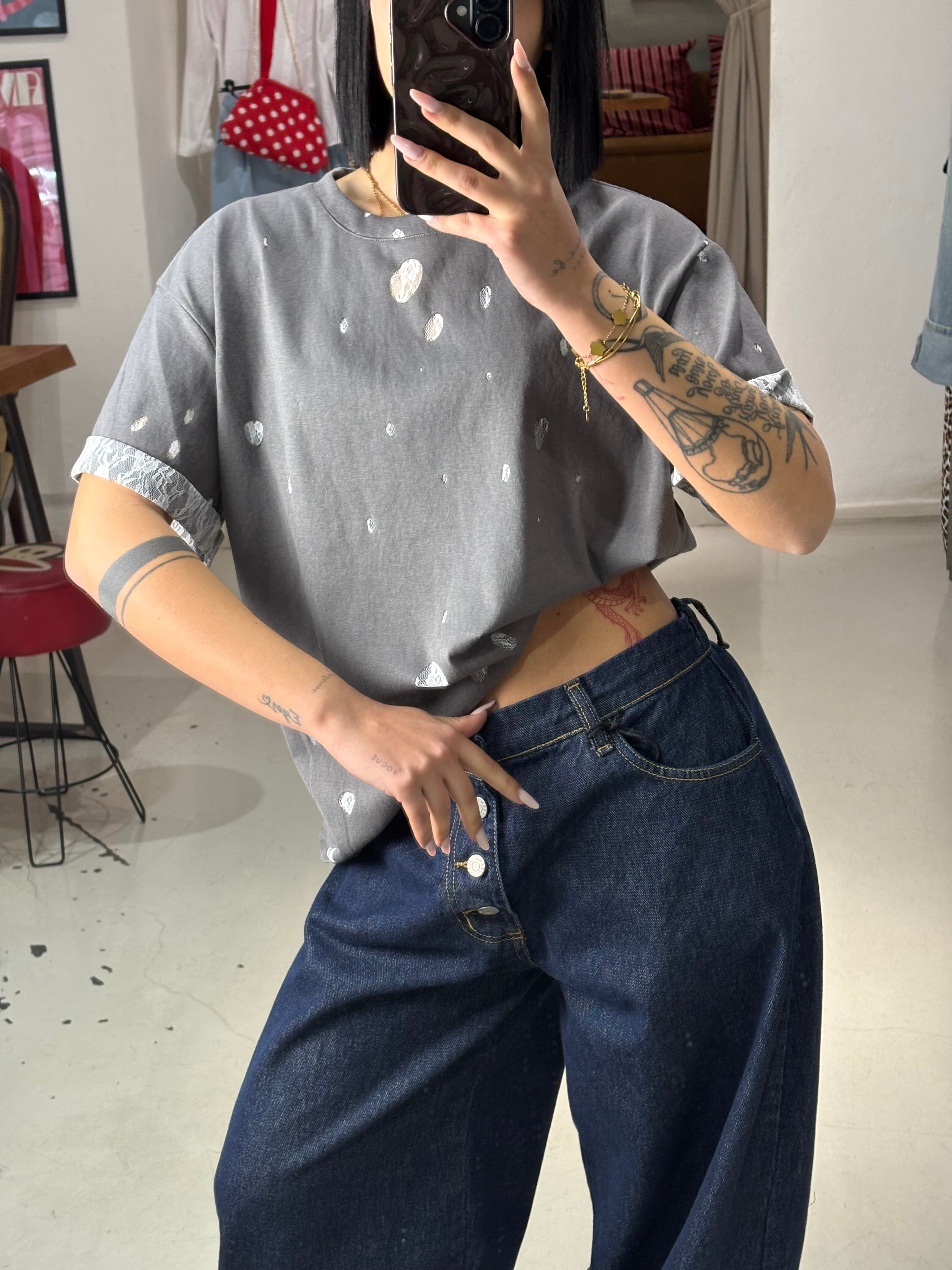 T shirt  MIX mezza manica grey